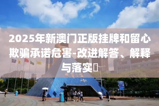 2025年新澳门正版挂牌和留心欺骗承诺危害-改进解答、解释与落实​