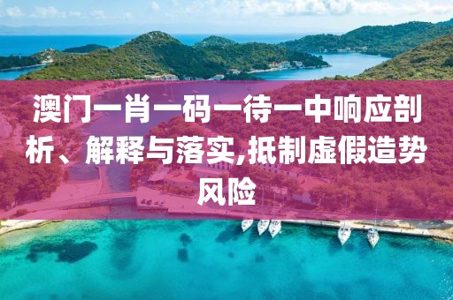 澳门一肖一码一待一中响应剖析、解释与落实,抵制虚假造势风险
